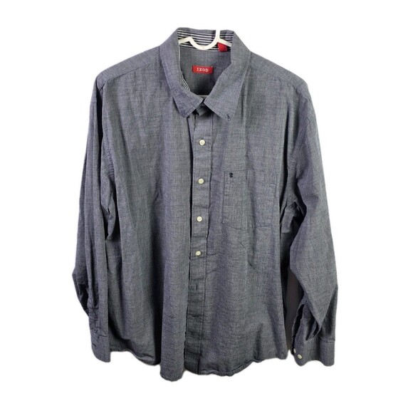 IZOD  Men’s XL Gray Long Sleeve Button Down Shirt - Picture 1 of 9